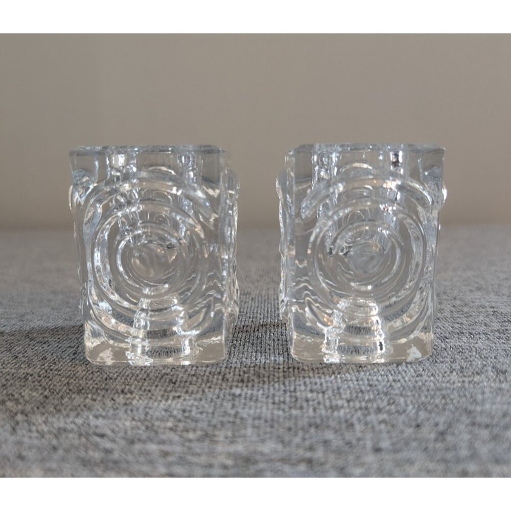 Pair of Riihimäki / Riihimäen "Rengas" Reversible Glass Candle Holders